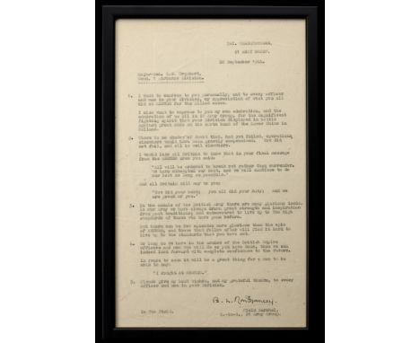 A Field Marshal Montgomery ‘Arnhem’ Letter.  A highly important and historical letter from Field Marshal Bernard Law Montgome
