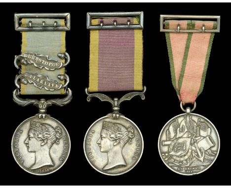 Three: Assistant Superintendent of Stores H. H. R. Hewitt  Crimea 1854-56, 2 clasps, Balaklava, Sebastopol (H. H. R. Hewitt, 