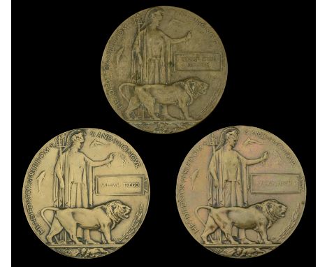 Memorial Plaque (4) (Ernest Cecil Beacham; William Trego; Percy Victor Roe; Percy Kitch) verdigris stains to the first, some 