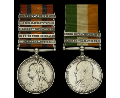 Pair: Sapper H. March, Royal Engineers  Queen’s South Africa 1899-1902, 5 clasps, Cape Colony, Tugela Heights, Relief of Lady