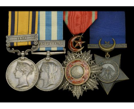 Four: Captain B. R. Wilson, 19th Hussars, late 4th Dragoon Guards  South Africa 1877-79, 1 clasp, 1879 (Lieut: B. R. Wilson. 