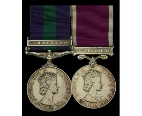 Pair: Warrant Officer Class I J. A. Milton, Royal Signals  General Service 1918-62, 1 clasp, Malaya, E.II.R. (22285079 S.Q.M.