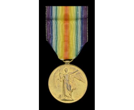 A particularly fine 'Casualty' Victory Medal to Guernsey Islander Lieutenant D. P. Lynden-Bell, Royal Irish Fusiliers (Prince