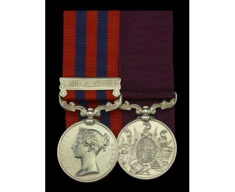 Pair: Colour-Sergeant J. T. Hammond, Royal Welsh Fusiliers  India General Service 1854-95, 1 clasp, Burma 1885-7 (730 Corpl. 