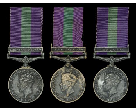 General Service 1918-62, 1 clasp (3), S.E. Asia 1945-46, unnamed as issued to Indian personnel; Palestine 1945-48 (14726544 G