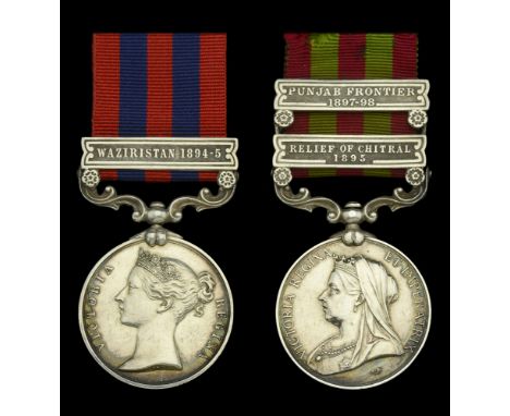 Pair: Gunner G. Hodges, Royal Artillery Telegraph Department  India General Service 1854-95, 1 clasp, Waziristan 1894-5 (4959
