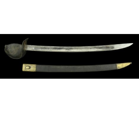 A French Navy M. An.XI (1802) Sheet Iron Hilted Cutlass. Black painted hilt. Blade 69cm, maker's details faint on back edge, 