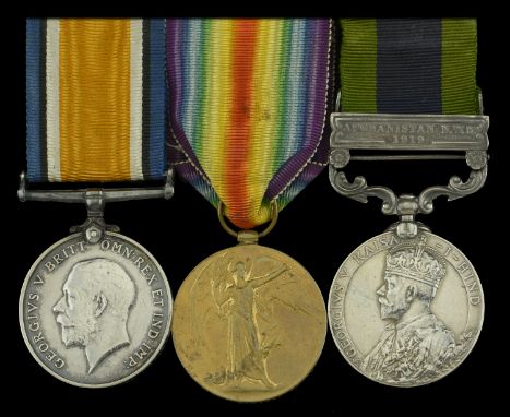 Three: Private W. D. King, Somerset Light Infantry  British War and Victory Medals (241097 Pte. W. D. King. Som. L.I.); India