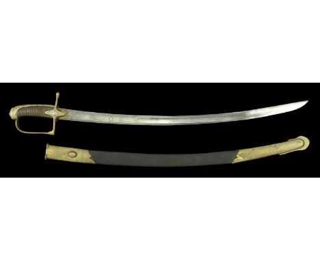 A French Imperial Old Guard Infantry Officer’s Sword in Original Scabbard.â€¨Overall length 86cm, slightly curved blade 68cm 