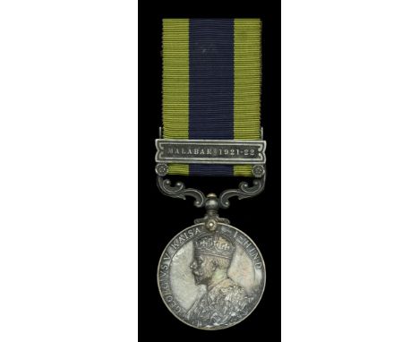 India General Service 1908-35, 1 clasp, Malabar 1921-22 (5719129 Pte. E. Short. Dorset. R.) darkly toned, good very fine £120