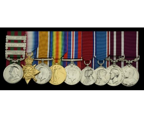 Nine: Sergeant J. Peggs, Royal Artillery, later Yeoman of the King’s Bodyguard  India General Service 1895-1902, 3 clasps, Pu