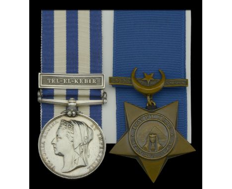 Pair: Corporal W. J. Palmer, Royal Marine Light Infantry   Egypt and Sudan 1882-89, dated reverse, 1 clasp, Tel-El-Kebir (W. 