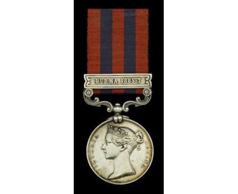 India General Service 1854-95, 1 clasp, Burma 1885-7 (339 Pte. H. Bolwell. 2nd. Bn. Som. L.I.) minor edge bruising, very fine