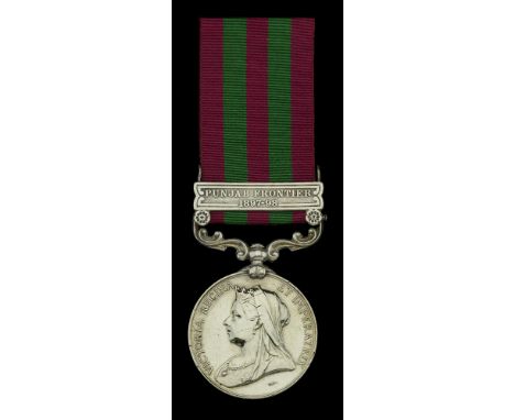 India General Service 1895-1902, 1 clasp, Punjab Frontier 1897-98 (4321. Pte. H. Tuttiett 1st Bn. Som. Lt. Infy.) edge bruisi