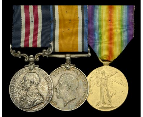 A Great War ‘Western Front’ M.M. group of three awarded to Corporal J. C. Norcombe, Royal Engineers  Military Medal, G.V.R. (