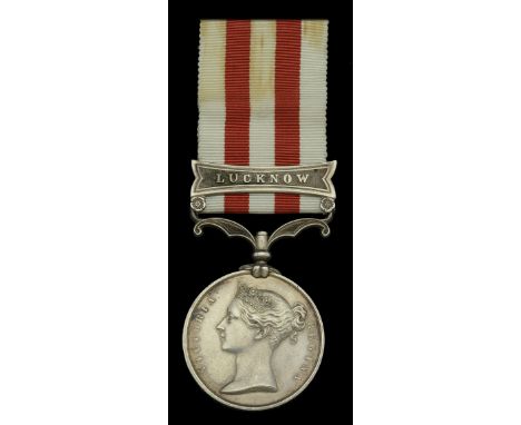 Indian Mutiny 1857-59, 1 clasp, Lucknow (Lieut. R. J, Macleay, Arty. Rect. Depot) good very fine  ---  Provenance: Dix Noonan
