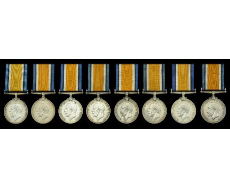 British War Medal 1914-20 (8) (1281 Pte. I. Bartlett. N. Som. Yeo.; 7624 Pte. J. Cross. Som. L.I.; 2439 Pte. A. Hill. Som. L.