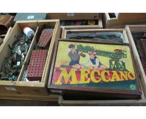 A large collection of mainly vintage Meccano to particularly include; Meccano no.4 set in wooden box, manuals etc.(B.P. 21% +