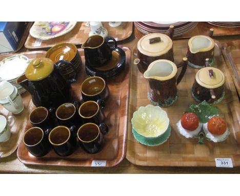 Floral teaset, mid Century, unmarked, together with a Prinknash pottery coffee set and a tray of assorted china to include; m