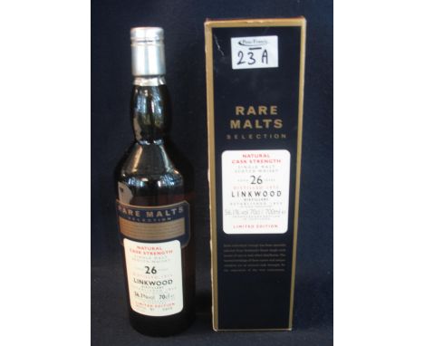 One bottle rare malt selection aged 26 years distilled 1975 Linkwood distillery single malt Scotch whisky, limited edition, 7