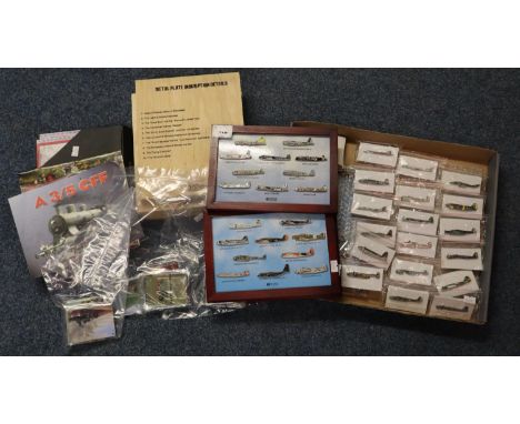 Large collection of enamel pin badges relating to Second World War and other aircraft, some mounted on display panels, some s