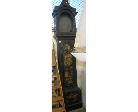 Chinoiserie longcase clock (carcass only no face, movement, weights or pendulum). (B.P. 21% + VAT)Tired condition, losses in 