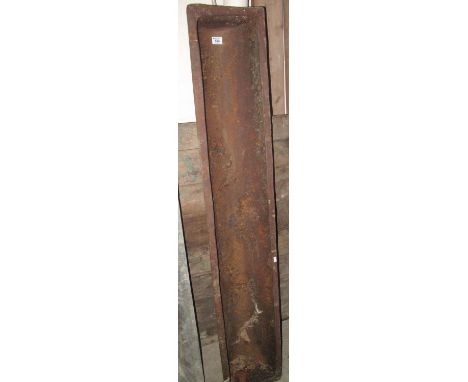 Vintage cast iron pigs trough, together with a cast iron weight. (B.P. 21% + VAT)