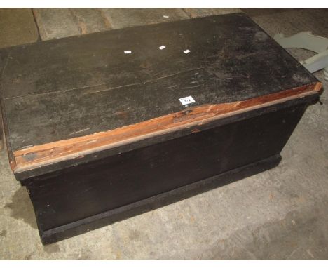 Vintage stained pine trunk with metal carrying handles and candle box to the interior.(B.P. 21% + VAT) 