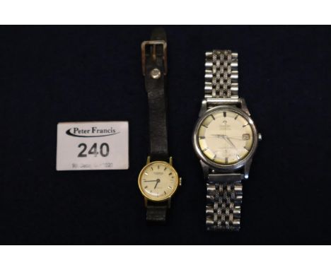 Omega Constellation automatic chronometer gents wristwatch on non-Omega articulated bracelet, together with an Ingersoll gold