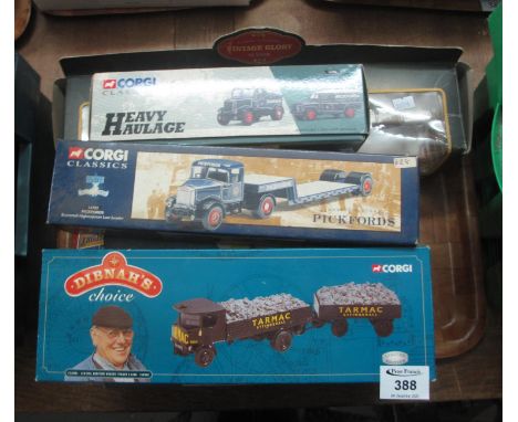 A tray of Corgi diecast model vehicles to include; 'Vintage Glory of Steam' heavy haulage Scammell highwayman low loader, dro