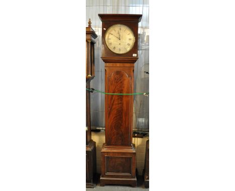 Early 19th Century mahogany single train regulator style longcase clock, the silvered Roman circular face marked J Morse, Sou