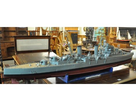 Exhibition quality scratch built scale model of the Royal Navy 'Dido' class light cruiser 'HMS Hermione' 1850 tonnes fully lo