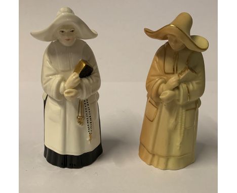 Two Royal Worcester candle snuffers, Nun, one in blush ivoryCondition Report:  Inspected and no issues noted