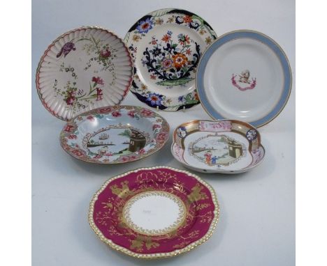 A collection of 19th century porcelain, to include a Spode bowl and a shaped square dish both decorated in the 3067 pattern, 