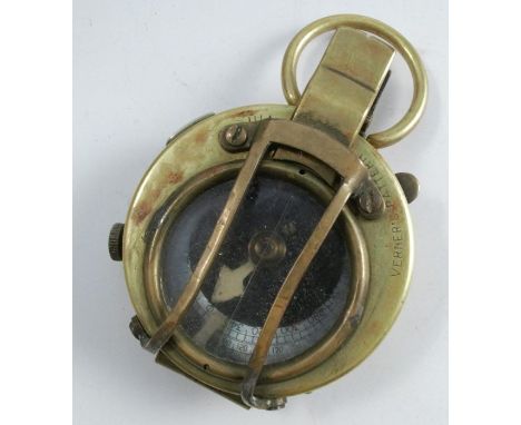 A WWII Military issue brass cased compass, engraved 1918 E. Koehn Geneve Suisse No. 137786, Verner’s Pattern VIII