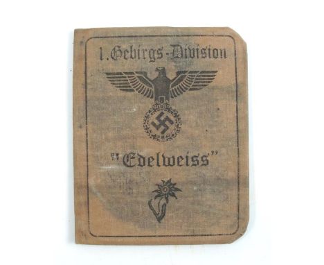 An identity card, for a World War II Germany Army soldier, belonging to the Edelweiss,&nbsp;Gebirgs Division, an elite format