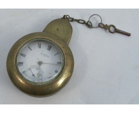 A silver cased pocket watch, with white enamel dial and Roman numerals, inscribed D Oerler, together with a brass watch case