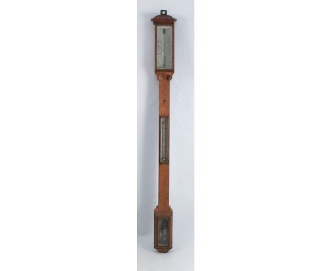 A 19th century Nagretti &amp; Zambra mahogany cased marine stick barometer, with Gay-Lussac tube, having silvered dials and i