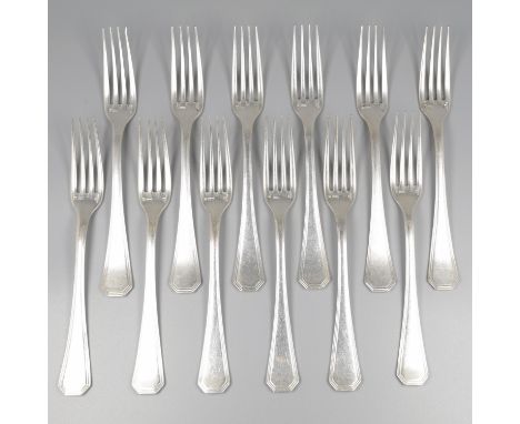 No reserve - Christofle 12-piece set of forks model: America by Luc Lanel silver-plated. Cutlery model America was created in