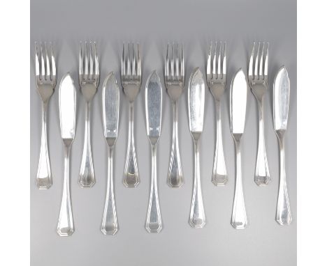 No reserve - Christofle 12-piece set Fish cutlery model: America by Luc Lanel silver-plated. Cutlery model America was create