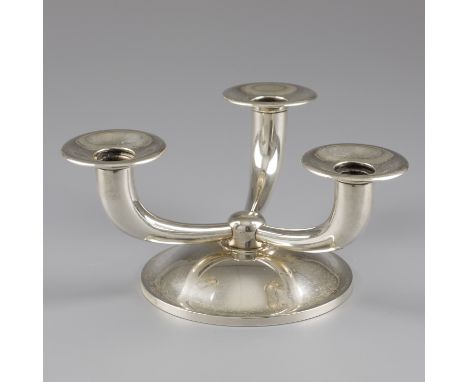No reserve - Design candlestick silver. Spectacular design candlestick with 3 arms and domed base. The Netherlands, Voorschot