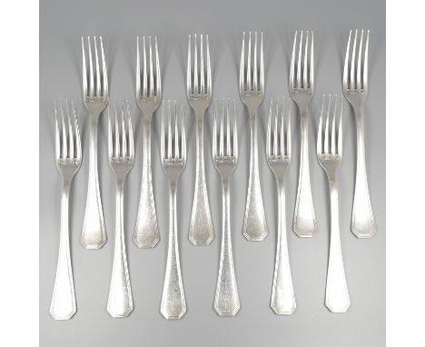 No reserve - Christofle 12-piece set of dinner forks model: America by Luc Lanel silver plated. Cutlery model America was cre