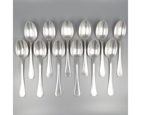 No reserve - Christofle 12-piece dinner spoon set model: America by Luc Lanel silver-plated. Cutlery model America was create