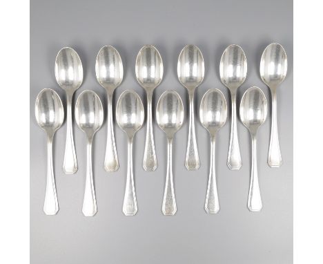 No reserve - Christofle 12-piece set of dessert spoons model: America by Luc Lanel silver-plated. Cutlery model America was c