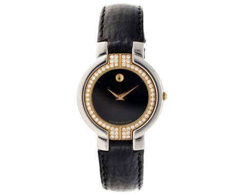 No reserve - Movado Museum Classic 95.A1.840 - Ladies watch Case: gold/steel - strap: leather - quartz - pouch - condition: g