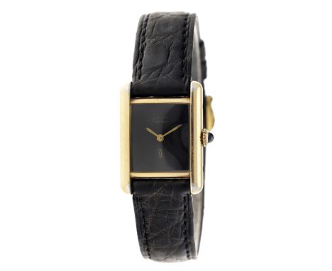 No reserve - Cartier Must de Cartier Tank - Ladies watch Case: gold plated silver(925/1000) - strap: leather - manual winding