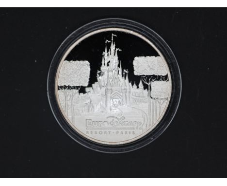 Silver - Euro Disney- A 1 troy oz (31.1 grams) fine grade .999 fine silver gold coated collectible coin / medallion struck by