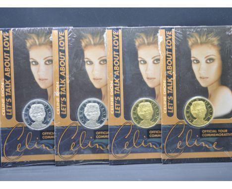 Four collectible coins / medallions struck by Liberty mint in the USA. These coins have images of Celine Dion. The coins are 