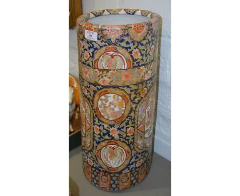 Chinese cylindrical stick stand, other chrome decoration with flowers, foliage, 48cm.
