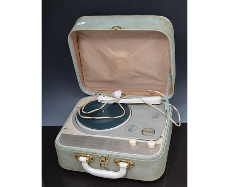 Exlibris electric portable record player, cloth case.